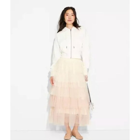 Wicked NWT Paul Tazewell Glinda Layered Tulle Skirt Large Cream blush pink maxi - Picture 1 of 9